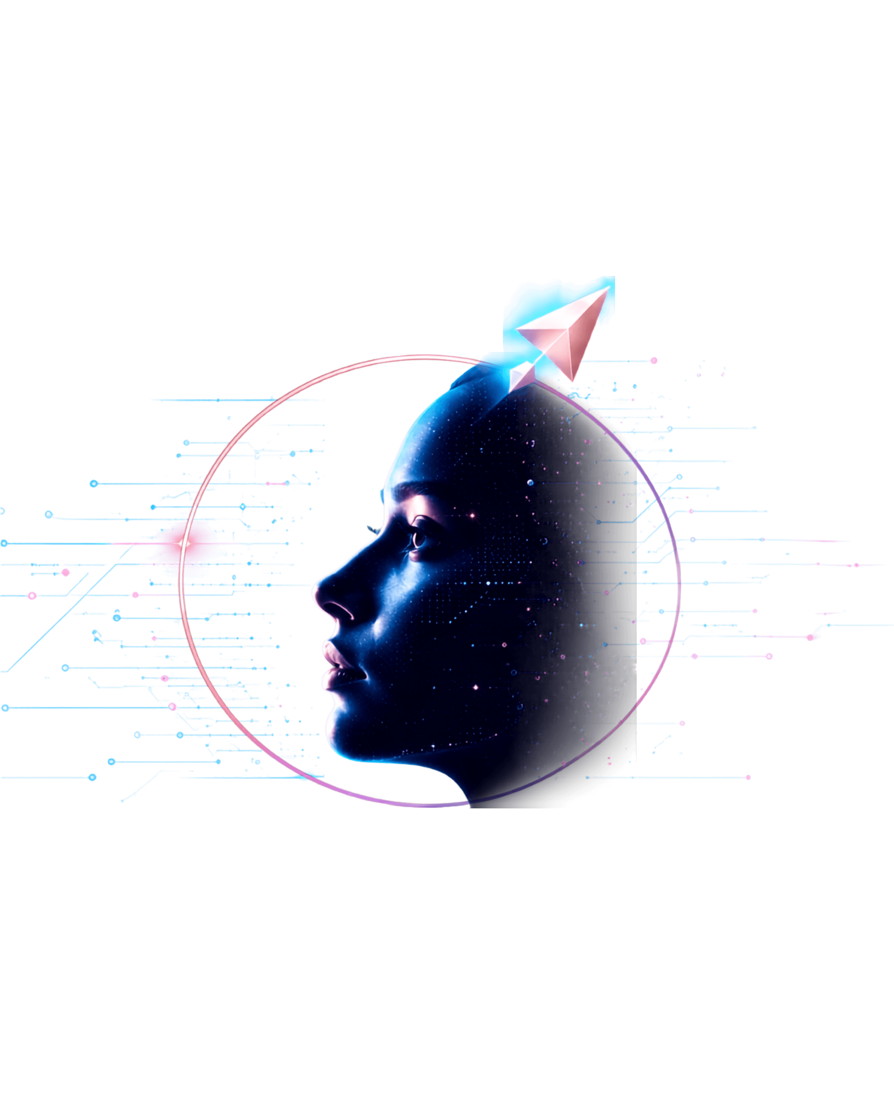 AI Integrated Digital Agency Cosmic Head Silhouette